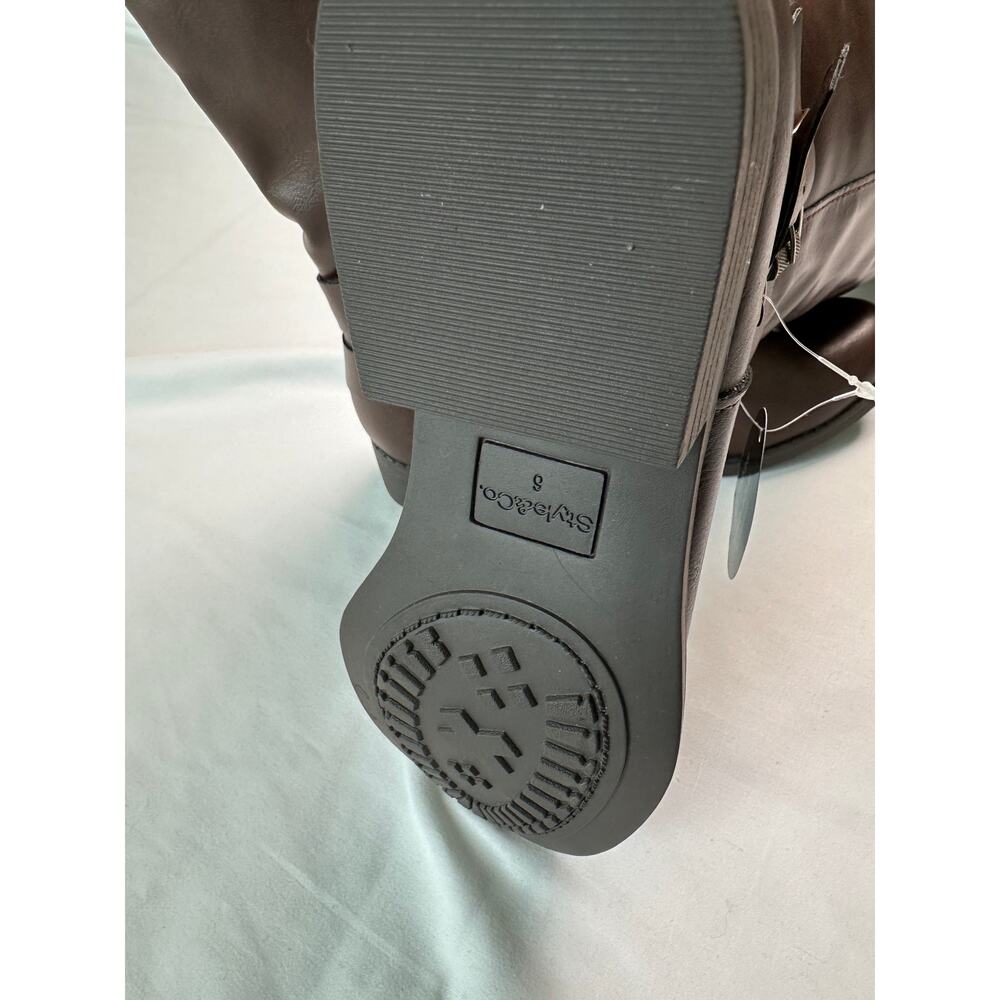 Style & Co. Brown Wide Calf Riding Boots Women’s Size 6 — Faux Leather Zip-Up